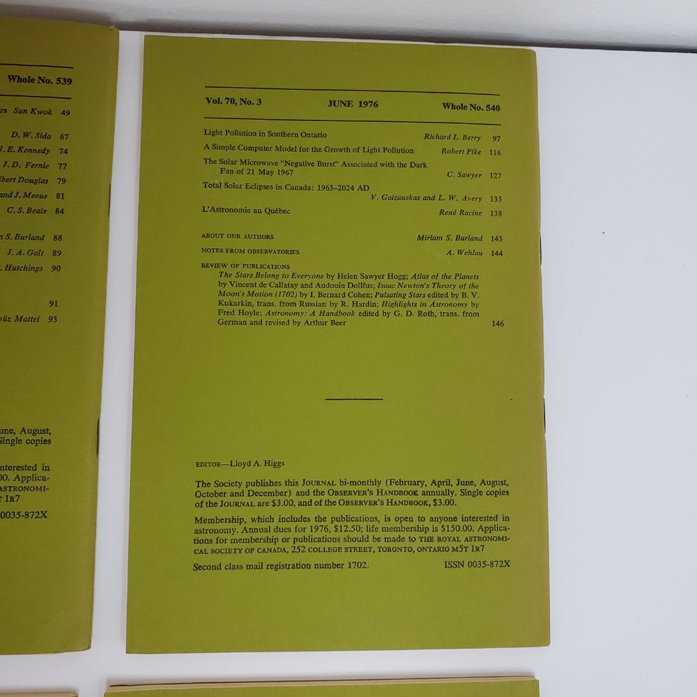 Vintage Journals of the Royal Astronomical Society of Canada Volume Set 70 1976 - Picture 5 of 9